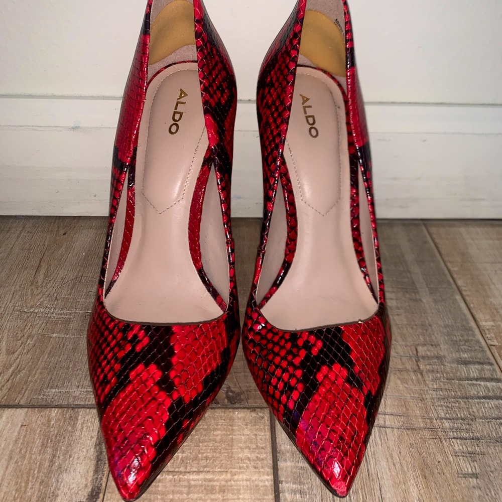 Aldo Red Snakeskin Heels